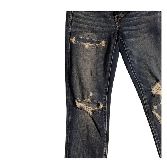American Eagle High Rise Jegging Women Size 0 Short Dark Wash Stretch Distressed - Picture 8 of 12